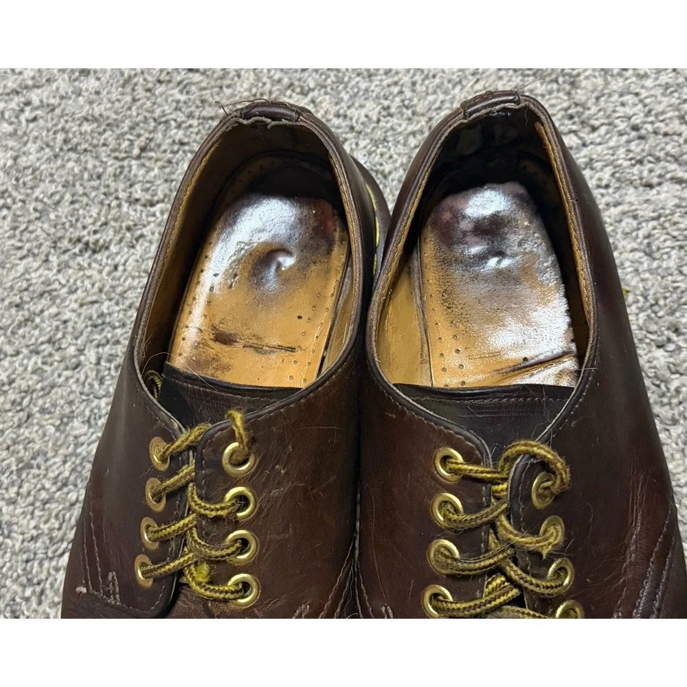 Vintage Dr Martens 4 Eye Brown Leather Oxford Shoes Made in England UK 6